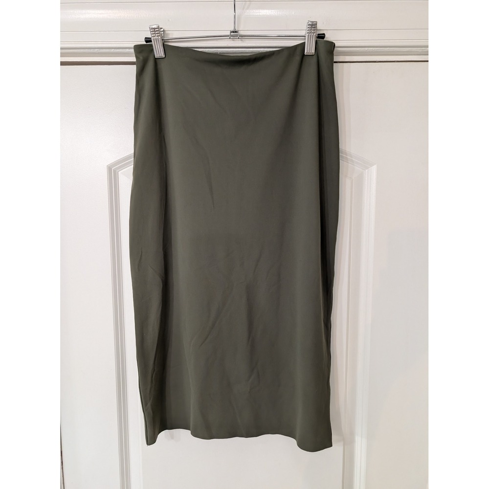Open Edit Womens Olive Green Stretch Midi Skirt Small athletic Casual fitted